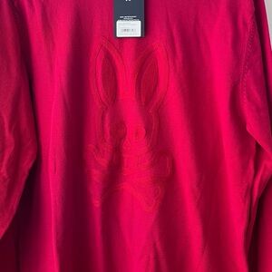 Vibrant Red Sweatshirt with Embroidered Bunny